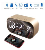 Wireless Bluetooth Speaker Player,Metal Digital Alarm Radio Clock LCD Screen 8H Playing Time TF Card for iPhone 6/6S/7 Laptop Computer Indoor Outdoor(Gold)