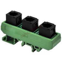 Electronics-Salon Slim DIN Rail Mount RJ11/RJ12 6P6C 3 Jacks Splitter Buss Board Interface Module.