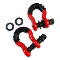 houert D Ring Shackle 3/4" Shackle, 2 Pack Heavy Duty Off Road Shackle 19 Ton (41,890 lbs) Break Strength with 7/8" Screw Pin, Isolator and Washers for Towing Jeep Vehicle Recovery (Red)
