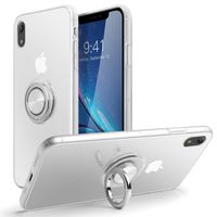 SQMCase iPhone Xr Case, Clear Crystal Slim Soft TPU Cover Shock-Absorbing Protective Case with Finger Ring Stand [Magnetic Car Mount Feature] for iPhone Xr,Clear