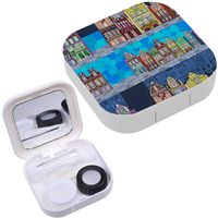 Portable Contact Lens Case Box Travel Kit Mirror + Bottle + Tweezers Container Holder [ Dutch Fictional ]
