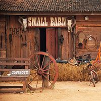 OFILA Barn Backdrop 5x5ft Western Cowboy Photography Background Wood Wheels Horseshoes Photos Cowboy Theme Backdrop for Kids Birthday Western Theme Events Shotgun Lasso Children Photobooth Video Props