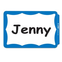 C-Line Pressure Sensitive Peel and Stick Name Badges, Blue Border, 3.5 x 2.25 Inches, 100 per Box (92265)