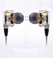 VJJB Headphones Dynamic Double Drivers Built-in MIC Stereo in-Ear Earpiece Noise Reduction Earphones HiFi Deep Bass Sweatproof Waterproof Earbuds for All Music Devices-Clear