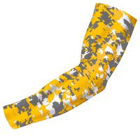 bucwild Sports Compression Arm Sleeve - Youth & Adult Sizes - Baseball Football Basketball (1 Arm Sleeve - Yellow & Gray Digital Camo - Adult Small)