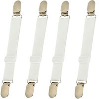 4Pcs Elastic Bed Mattress Sheet Clips Grippers Straps Suspender Fasteners Holder (4pcs White)