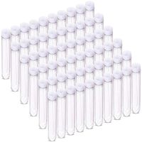 DEPEPE 60 Pcs 13x75mm Clear Mini Plastic Test Tubes with Caps (6ml), for Scientific Experiments, Party, Powders Spices Beads Storage Containers