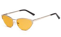 Eyekepper Computer Gaming Reading Glasses Anti Glare UV400 Reduces Eyestrain-96.9% Blue Light Blocking Orange Tinted Lens-Womens Sleep Better Cat-Eye Readers(Gold, 1.75)
