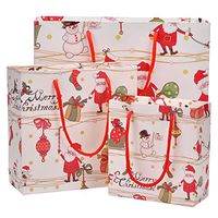 Christmas Gift Bags, Yoption 12 Pack Elegant Gift Bags with Handles Holiday Craft Bags Cartoon Candy Gift Bags (4*Small+4*Medium+4*Large)