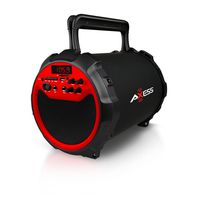 Axess SPBT1036RD  Portable Indoor/Outdoor Bluetooth Hi-Fi Cylinder 2.1 Speaker with 6-Inch Subwoofer and 1 Wireless Mic ( Red )