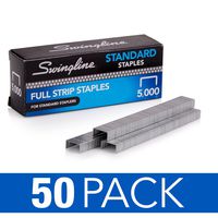 Swingline Staples, Standard, 1/4" Length, 210/Strip, 5000/Box, 50 Boxes/Case, 1 Case (S7035111CS)