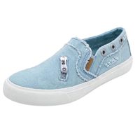 HIRIRI Women's Peas Shoes Summer Flat-Bottomed Casual Flat Shoes Slip-On Loafer Shoes Zipper Beach Shoes Blue