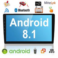 Liehuzhekej Android 8.1 Double Din Car AM Radio Receiver, 10.1 Inch 2.5D Curved HD Touch Screen Car Radio Head Unit, Support GPS Bluetooth Radio Android&iOS Mirror Link Dual USB/Subwoofer