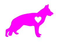Dixies Decals German Shepherd with a Heart Vinyl Decal Sticker Car Truck Laptop Notebook ... (5.5, Pink)