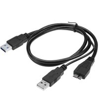 USB 3.0 DUAL Power Y Shape 2 x Type A TO Micro B SuperSpeed Cable External Hard Drives For Seagate/Toshiba/WD/Hitachi/Samsung (80cm. 1M)