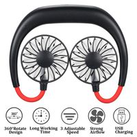 Hands Free Portable Neck Fan - Portable USB Battery Rechargeable Mini Fan with 3 Speeds Modes- Cooler Fan with Dual Wind Head for Home Office Travel Indoor Outdoor (Black)