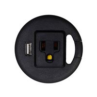 Power Desk Grommet, Recessed Outlet for Computer Desk, Extension Cord or Power Strip for USB Charging Station, Power Station for Desktop Computer, USB Charging Hub with Cable Management (Black)