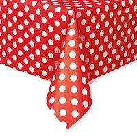 Polka Dot Plastic Tablecloth, 108" x 54", Red