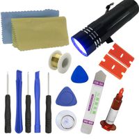 SUNMALL 16 in1 LCD Glass Repair Tool Kit, Opening Pry Tools Kit, Screwdriver Repair Tools Set With UV Glue UV Torch for Smartphones Samsung iPhone iPad Nokia Huawei Sony Motorola HTC etc (16 in 1)