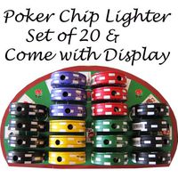 20x Poker Chip Refillable Butane Cigar Cigarette Lighter, Comes with whole set