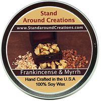 Premium 100% All Natural Soy Wax Aromatherapy Candle - 6 oz.Tin: Frankincense And Myrrh: An irresistible blend of bergamot, patchouli, sandalwood, myrrh as well as many other essential oils Naturally Strong