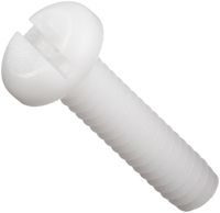 Acetal Machine Screw, Plain Finish, Off-White, Pan Head, Slotted Drive, 3/8" Length, #8-32 Threads (Pack of 100)