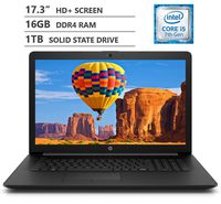 HP Premium 17.3" WLED-Backlit HD+ Screen Laptop, Intel Core i5-7200U Dual-Core Processor Up to 3.10 GHz, 16GB Memory, 1TB Solid State Drive, HDMI, 802.11b/g/n, Bluetooth 4.2, Windows 10 Home, Black