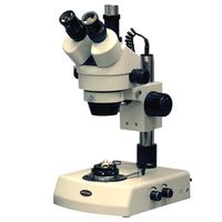 AmScope SM-2TZ-DK Professional Trinocular Stereo Zoom Microscope, WH10x Eyepieces, 3.5X-90X Magnification, 0.7X-4.5X Zoom Objective, Upper and Lower Halogen Lighting, Pillar Stand, 110V-120V, Includes Darkfield Condenser and 0.5X and 2.0X Barlow Lenses