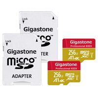 Gigastone 256GB 2-Pack Micro SD Card, Professional 4K Ultra HD, High Speed 4K UHD Gaming, Micro SDXC UHS-I U3 C10 Class 10 Memory Card with Adapter