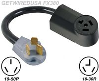 10-50P 3-Pin Male Plug To 10-30R 3-Prong Female Receptacle Socket Outlet, Dryer Stove Range Oven Electrical Power Cord Adapter/Convert. FX847-2