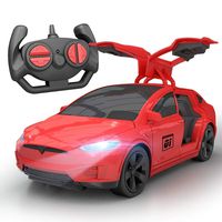 SSBH Tesla Rechargeable 2.4G RC Vehicle Sports Race Model Radio Controlled Electric Toy Car Children's Wireless Remote Control Racing Drift Open Door Drifting/Stunts Toys for Kids Girls Easter
