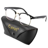 Cyxus Blue Light UV Blocking Computer Glasses Women Men, Anti Eye Strain Eyewear (M, 8356,Semi- Rimless Golden Metal Frame)