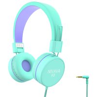 Nivava K9 Kids Headphones for Children Boys Girls Teens Wired 85dB Volume Limited Foldable Lightweight Stereo On Ear Headset for iPad Cellphones Computer MP3/4 Kin Airplane School (Green&Purple)