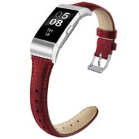 NAHAI Bands Compatible with Fitbit Charge 2, Thin Narrow Breathable Canvas Fabric Replacement Bands Slim Sport Strap Wristband for Fitbit Charge 2, Women Men, Large, Red