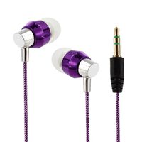 Universal Wired Earphone for PC/Phone, 3.5mm In-Ear Stereo Earbuds For Cell Phone with Nylon Rope Cable (Purple)