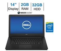 Dell Inspiron 14" HD LED-Backlit Display Laptop PC | Intel Celeron 1.6GHz | 2GB RAM | 32GB eMMC | WiFi | Bluetooth | WebCam | Windows 10 | Black (Renewed)