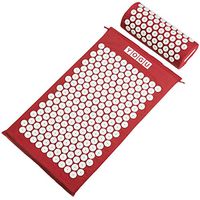 Acupressure Mat and Pillow Set for Back and Neck Pain Relief and Muscle Relaxation Relieves Stress, Back, Neck, and Sciatic Pain (Red)