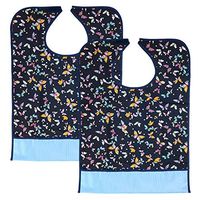 Sumnacon 2 Pcs Reusable Adult Bibs with Crumb Catcher - Waterproof Bibs for Adults, Washable Bibs for Disabled Handicapped Elder People, Butterfly