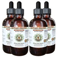 Burdock Alcohol-Free Liquid Extract, Organic Burdock (Arctium Lappa) Dried Root Glycerite Hawaii Pharm Natural Herbal Supplement 4x4 oz