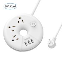 Power Strip with USB - NTONPOWER Travel Power Strip Flat Plug, 10ft Extra Long Extension Cord, 3 Outlets 3 USB Desktop Charging Station, No Surge Protector for Cruise Ship, Nightstand, Dorm Room
