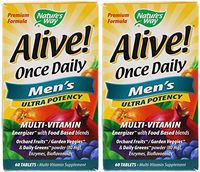 Nature's Way Alive! Once Daily Men's Multi Vitamin (Pack of 2) with Zinc, Copper, Potassium, Magnesium, Vitamin B12, Vitamin B6, Folic Acid, Riboflavin, Niacin and Vitamin C, 60 Count Each