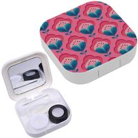 Portable Contact Lens Case Box Travel Kit Mirror + Bottle + Tweezers Container Holder [ Geometric Retro Flowers ]
