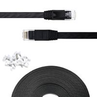 Cat 6 Ethernet Cable 50 ft Flat Black,Solid Cat6 High Speed Computer Wire with Clips & Rj45 Connectors for Router, Modem, Faster Than Cat5e/Cat5, (50ft, 1 Pack, Black)