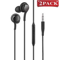 (2 Pack) Aux Headphones/Earphones/Earbuds,3.5mm Aux Wired in-Ear Headphones with Mic and Remote Control Compatible with Galaxy S9 S8 S7 S6 S5 Edge + Note 5 6 7 8 9 and More Android Devices(Black)