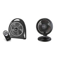 Holmes 12-Inch Fan | Blizzard Rotating Fan with Remote Control, Black &  8-Inch Fan | Lilâ€ Blizzard Oscillating Table Fan, Black