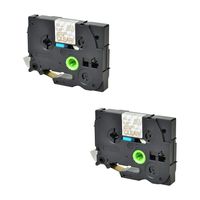 SuperInk 2 Pack Compatible for Brother TZe-M34 TZ-M34 Gold on Matte Clear Label Tape Laminated 1/2'' x 26.2ft (12mmx8m) use in P-Touch PT-D210 PT-D600 PT-D400 PT-H100 PT-P700 PT-P750W Printer