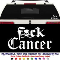 GottaLoveStickerz Fuck Cancer Death Skull Crossbones Removable Vinyl Decal Sticker for Laptop Tablet Helmet Windows Wall Decor Car Truck Motorcycle - Size (10 Inch / 25 cm Wide) - Color (Matte Black)