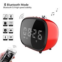 BETNEW Alarm Clock Wireless Bluetooth Speaker, Retro TV with Candy Color Design, 4 Hours Endurance, AUX TF Card Play, LED Display for Bedroom,Hotel,Party,Camping,Sleep Timer, Snooze Best Gift