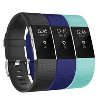 Keasy Bands Compatible with Fitbit Charge 2, Soft Adjustable Replacement Wristbands Strap for Charge 2, 3 Colors in 1 Pack