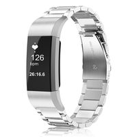 Fintie Compatible with Fitbit Charge 2 Bands, Premium Stainless Steel Metal Replacement Strap Wrist Band for Fitbit Charge 2 HR Smart Fitness Tracker, Silver